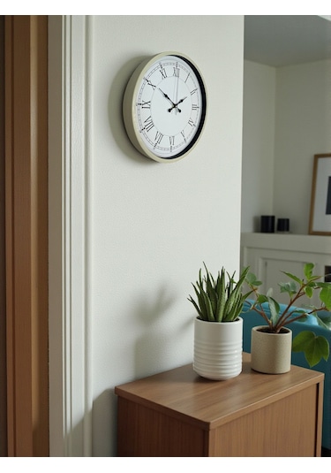 36 Cm Krem Dekoratif Duvar Saati