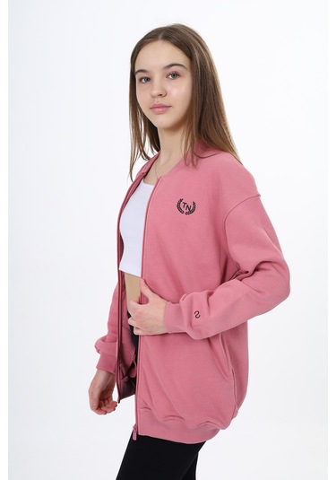 Toontoy Kız Çocuk Kolej Yaka Fermuarlı Cepli Düşük Omuz Baskılı Örme Hırka - 2 İplik Şardonlu Gül Kurusu Toontoy Kız Çocuk Kolej Yaka Fermuarlı Cepli Düşük Omuz Baskılı Örme Hırka - 2 İplik Şardonlu Gül Kurusu