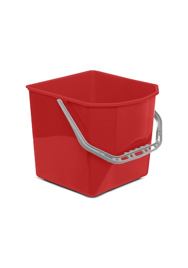 Çift Kovalı Temizlik Arabası Seti Yedek Kirli Su Kovası 25 L Kırmızı