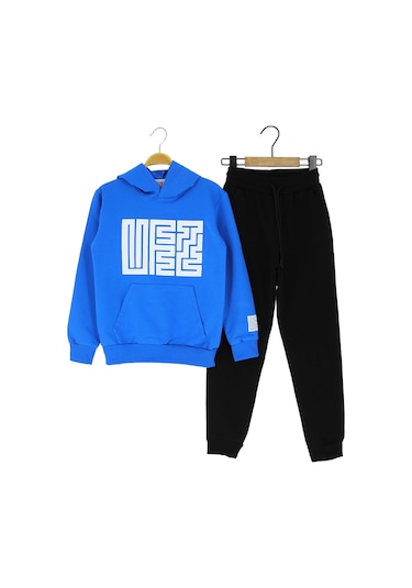 Erkek Çocuk Eşofman Takımı Kapüşonlu Koyu Mavi