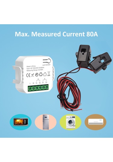 Gajeena 80a Wifi Akıllı Enerji Monitörü, Güneş Enerjisi Sistemi İçin, Akım Ve Gerilim Tespiti,涂鸦 Uyumlu, Aes-128 Şifreleme