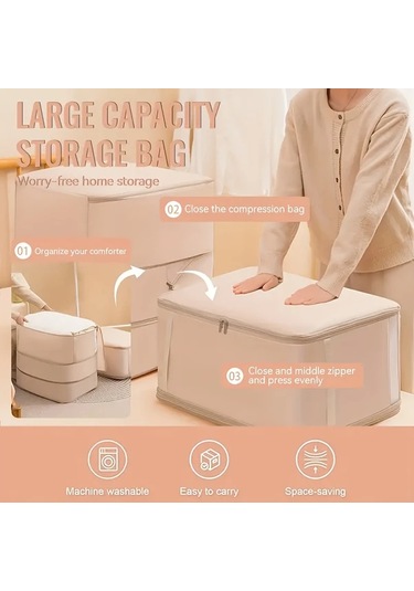 Chuangyinshop Çift Katman Gri Kendinden Sıkıştırmalı Ayaklı Katlanır Saklama Çantası Gri