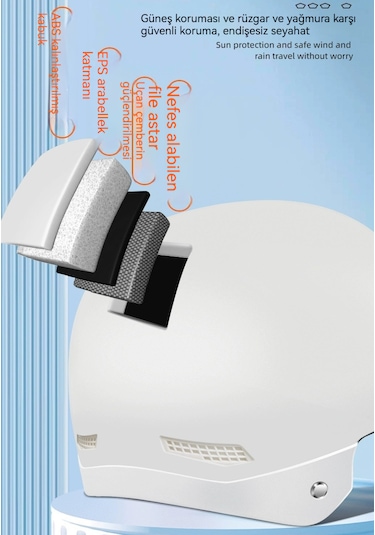 Eternal Luck Elektrikli Araç Uzun Ayna Açık Motosiklet Kaskı Gri