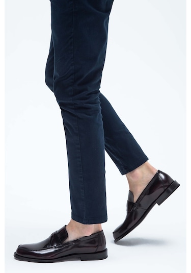 Tamer Tanca Erkek Hakiki Deri Bordo Makosen Ayakkabı 183 11611 Erk Ayk Y23 Bordo