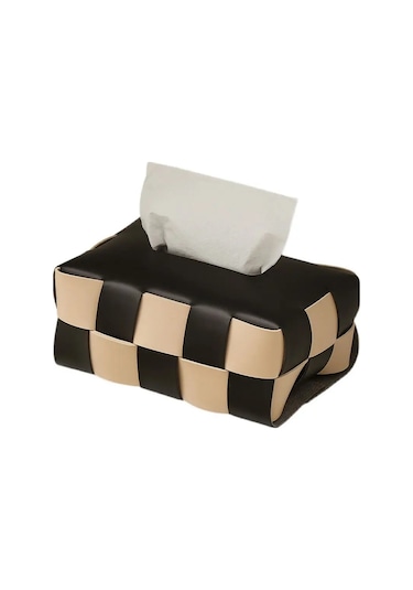 A-siyah Beyaz Dama Tahtası Doku Kutusu Oturma Odası Lüks Masa Emme Kağıt Kutusu Amerikan Tarzı Deri Dokuma Süs Moda Çanta