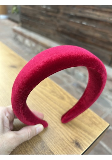 Yılbaşı Kırmızı Kadife Kırmızı Kalın Bombeli Kadın Taç Aksesuar Kırmızı