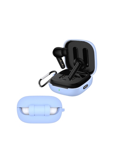 Açık Mavi Silikon Koruyucu Kapak Qcy T13 Anc Airdots Tws Bluetooth Kulaklık Kutusu Toz Geçirmez Koruyucu Kılıf