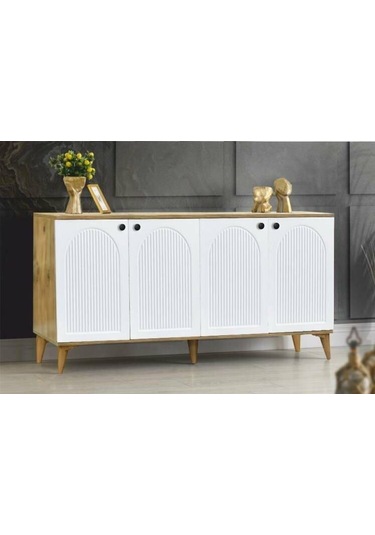 4 Kapılı Bohem Çam/beyaz Konsol Beyaz - Meşe