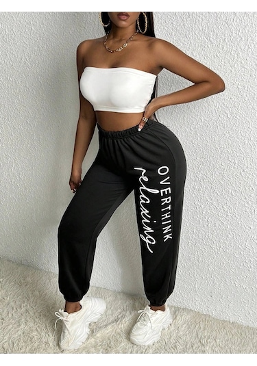 Slayr Letter Graphic Elastic Waist 4 Mevsim Eşofman Siyah