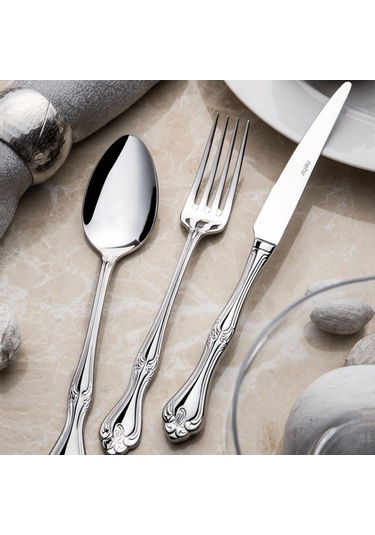 Nehir Lalezar Sade Çatal Kaşık Bıçak Takımı 89 Parça Deri Ku