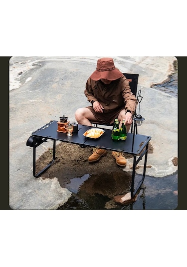 Hidrolik Otomatik Katlanır Kamp Ve Piknik Masası Taşınabilir, Hafif Ve Elde Taşınabilir Siyah