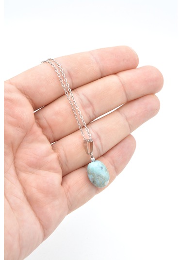 Hakiki Doğal Atlantis Larimar Taşı Kolye Ucu Mavi