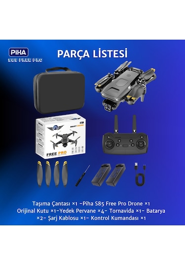 S85 Free Pro 2 Batarya, 40 Dakika Uçuş, 1080p Çift Esc Kamera, Fırçasız Motorlu Drone