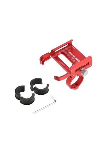 Neevoyu 360 Dönebilir Bisiklet Telefon Tutucu - Ayarlanabilir, Kaymaz Alüminyum Tutucu Kırmızı