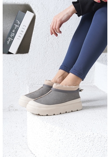 D436 Kadın Soğuk Geçirmez Kışlık Bot Füme