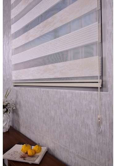 Krem Pliseli Etek Dilimsiz Ds 10790-v6 Zebra Stor Güneşlik Perde