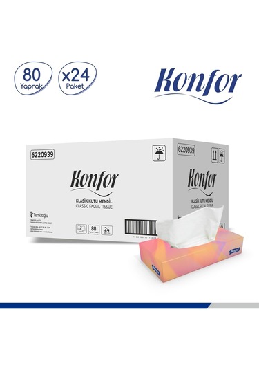 Konfor Kutu Mendil 80 Yaprak 24'lü Koli