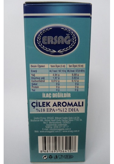Ersağ Omega 3 Sıvı Gıda Takviyesi. Çilek Aromalı
