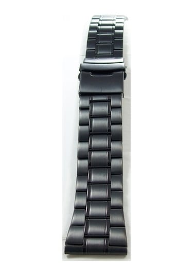 24Mm Siyah Metal Saat Kordonu Çelik Kolçak 1.Kalite Kayış Şeritli