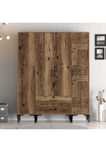 Variant Kumsal 4 Kapılı Stp Gardrop - Ceviz / Ceviz