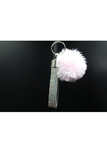 Yaldızlı Taşlı Minik Ponpon Seçenekli Anahtarlık