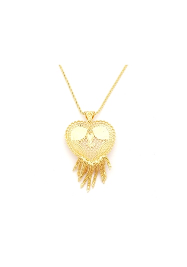 Altın Kaplama Hint Model Desenli Kolye Kly-649 Altın