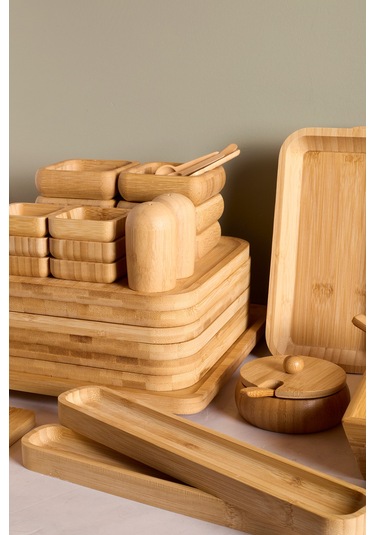 Rumeli Bambu 67 Parça 6 Kişilik Kahvaltı Takımı Kahverengı Kahverengi