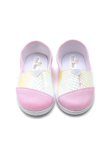 Balık Pullu Keten Çocuk Ayakkabısı-pudra-f-484 Pudra