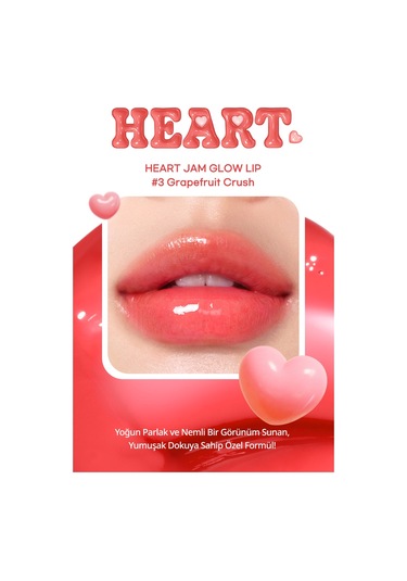 Peripera Heart Jam Glow Yoğun Nemlendirici Parlak Bitişli Balm 3 Grapefruit Crush