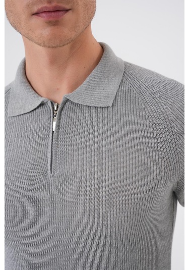 Tr 878 Triko Slim Fit Gri Basic Gri