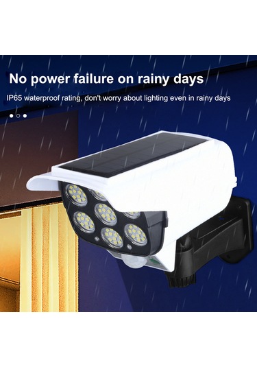 Qingmipy Güneş Enerjili Dış Mekan Aydınlatma Led Simülasyon Kamera Güvenlik Işığı, Hırsızlık Önleyici Siyah