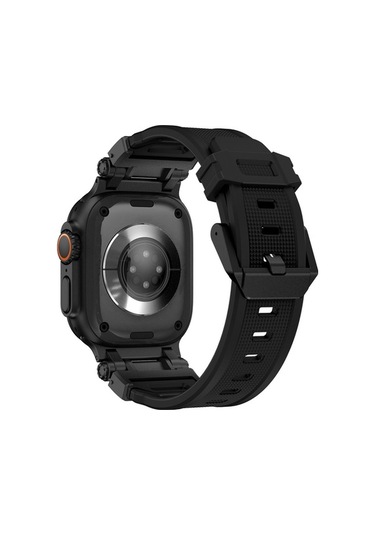 Novahub İos Watch Uyumlu Ultra 49mm Explorer Tpu Saat Bantı Siyah, Yeni Tasarım Siyah Siyah