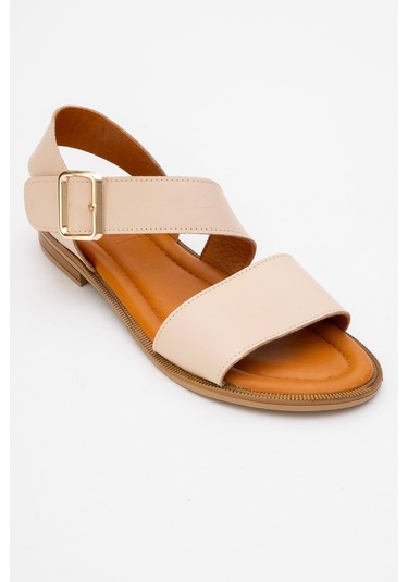 Majesty Bej Cilt Hakiki Deri Kadın Sandalet Bej