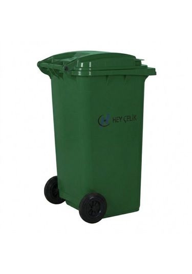 120 Litre Yeşil Plastik Çöp Konteyneri Tekerlekli Kapaklı Hey Çelik Pk-120