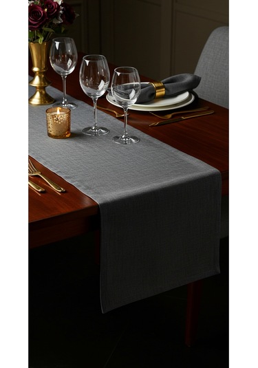 Gri Şık Masa Runnerı 50x150 Cm Modern Ve Zarif Masa Örtüsü Runner Gri