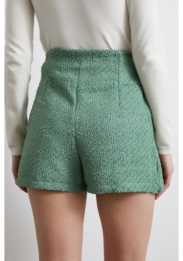 Yırtmaçlı Şort Etek Yeşil Yeşil