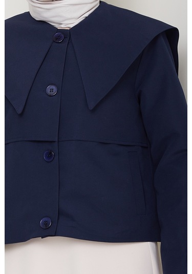 Pelerin Görünüm Astarlı Trenç 1625 - Lacivert Lacivert