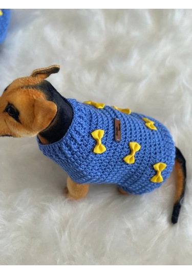 Dudak Aplikeli El Örgüsü Pati Pamuklu Kedi Köpek Kıyafeti