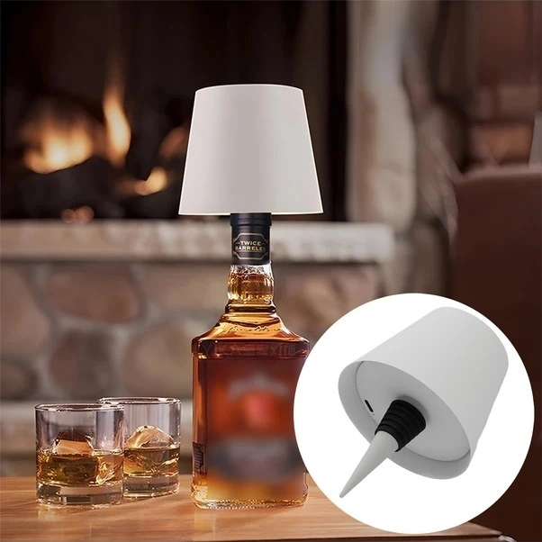 Fastbuy Beyaz Yaratıcı Şişe Gömülü Usb Şarjlı Ayarlanabilir Parlaklık Renkli Bar Masa Lambası Beyaz