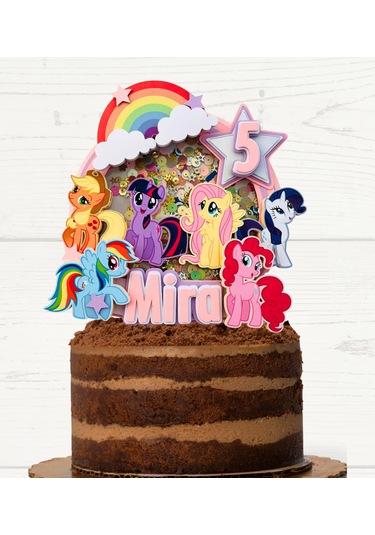 Pony Temalı İsme Özel Kız Çocuk Doğum Günü Pasta Süsü