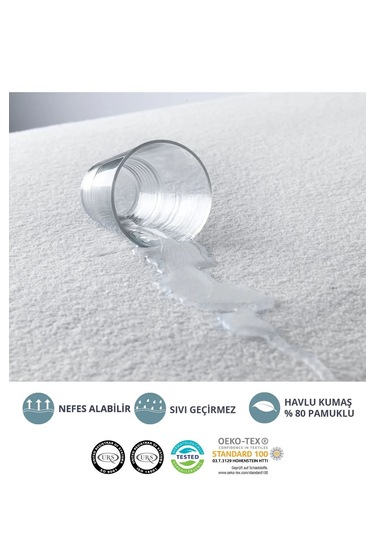 Sıvı Geçirmez Köşe Lastikli Havlu Kumaş Yatak Alezi