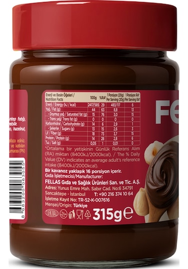 Fellas Kakaolu Fındık Kreması 315g