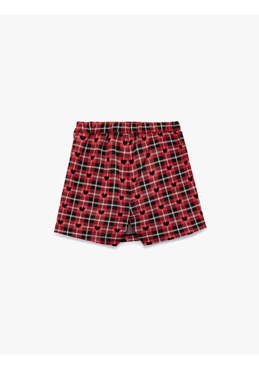 Koton Ekose Desenli Kalp Baskılı Şort Etek Kırmızı Ekose 6wkg40025ak Kırmızı Ekoseli