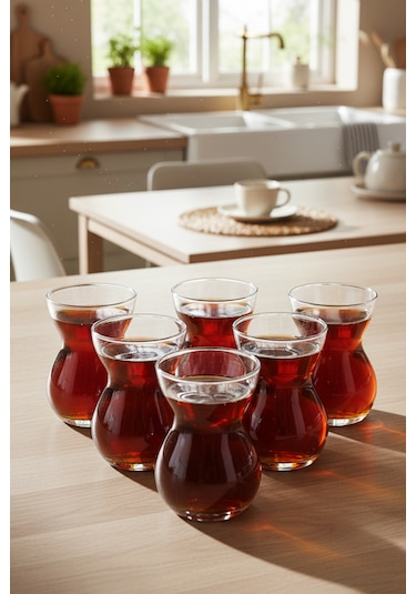 Snippy Tea - 6'lı Cam Çay Bardağı Cam Çay Seti 170 Cc Cam