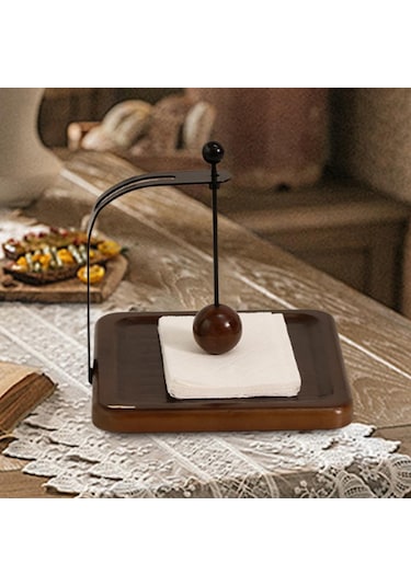 Homyl Peçete Tutucu Raf Masa Standı Yemek Masası Tezgahı Mutfak Kahverengi