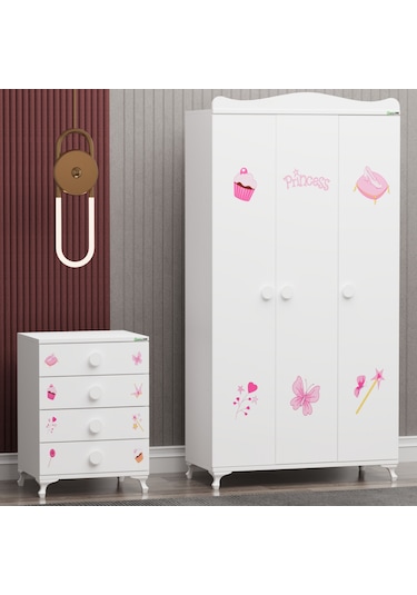 Yıldız 3 Kapaklı Dolap Ve Şifonyer- Prenses