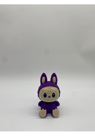 Oturan Dekoratif Labubu Figürü, 3d Baskı, Mor