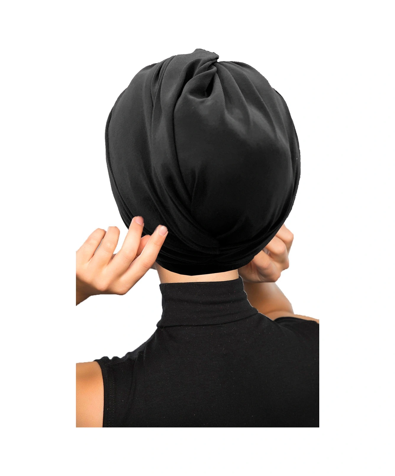 Çapraz Kancalı Siyah Hazır Türban Tesettür Dış Ve Havuz Bonesi Siyah