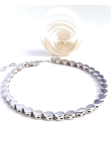 925 Ayar Gümüş Me Sıralı Damla Tasarım Spor Kadın Bileklik