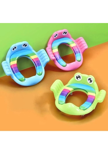 Kurbağa Model Çocuk-bebek Yanlardan Tutmalı Yumuşak Süngerli Klozet Kapağı Adaptörü Yeşil